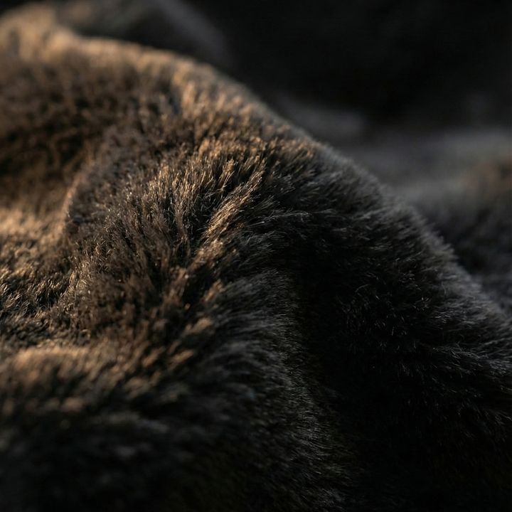 Soline | Veste Cocon en Fausse Fourrure - Col Montant Zippé