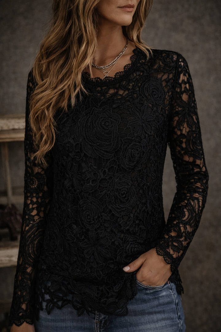 Isabelle | Top en dentelle élégante à manches longues