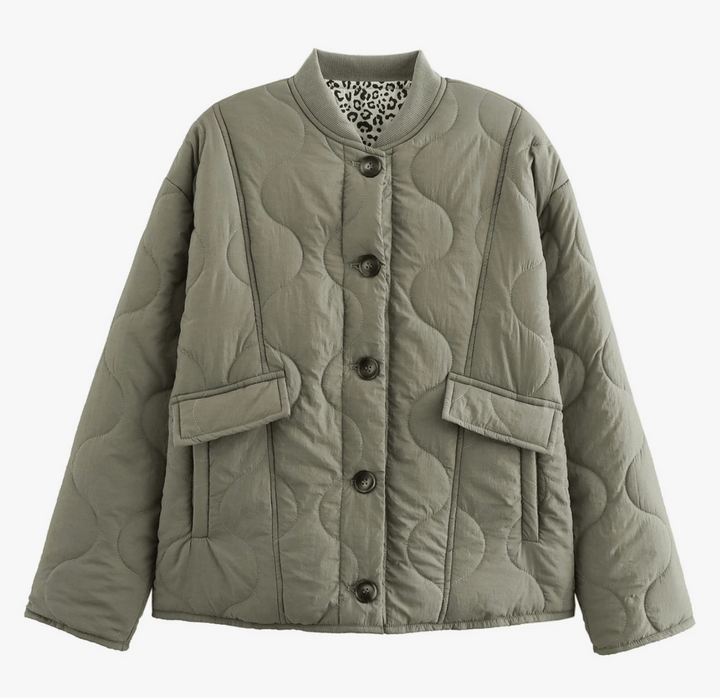 Brigitte Bordeaux | Veste matelassée chaude avec détail léopard